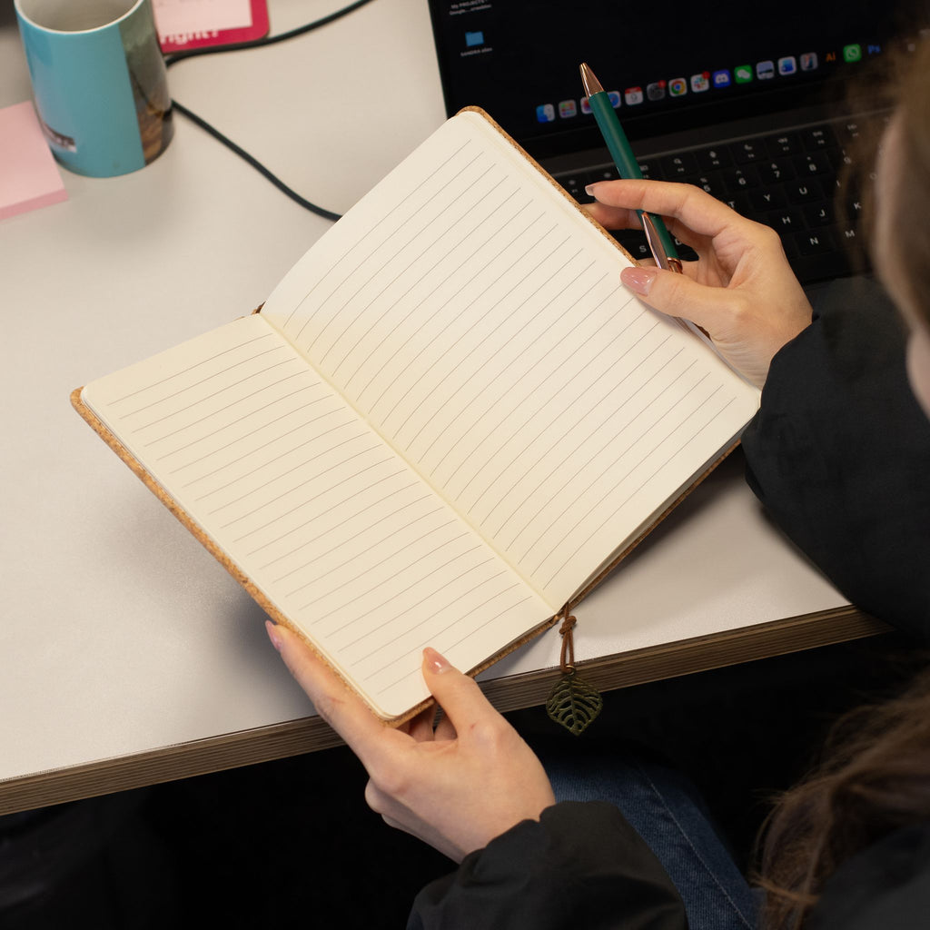 Cuaderno con pantalla LCD A5 efecto cuero naranja