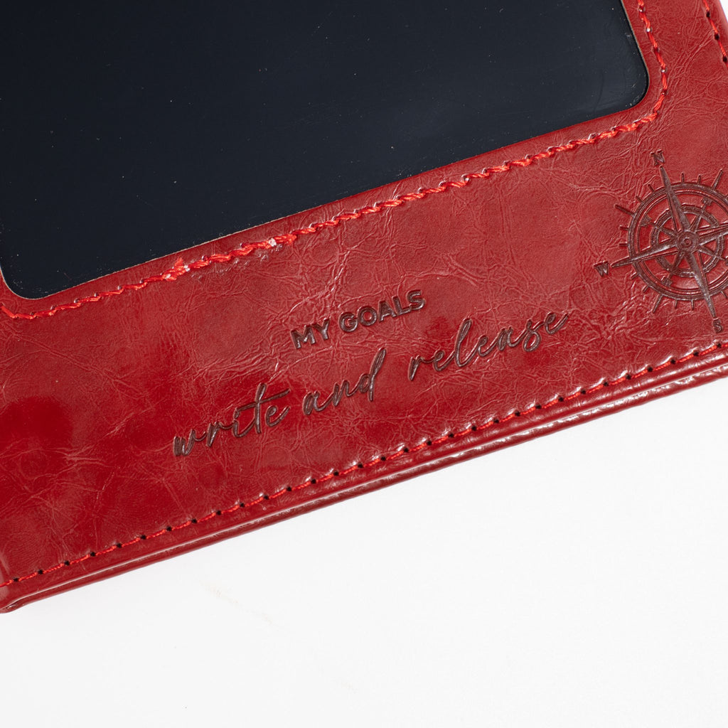 Cuaderno con pantalla LCD A5 efecto cuero rojo