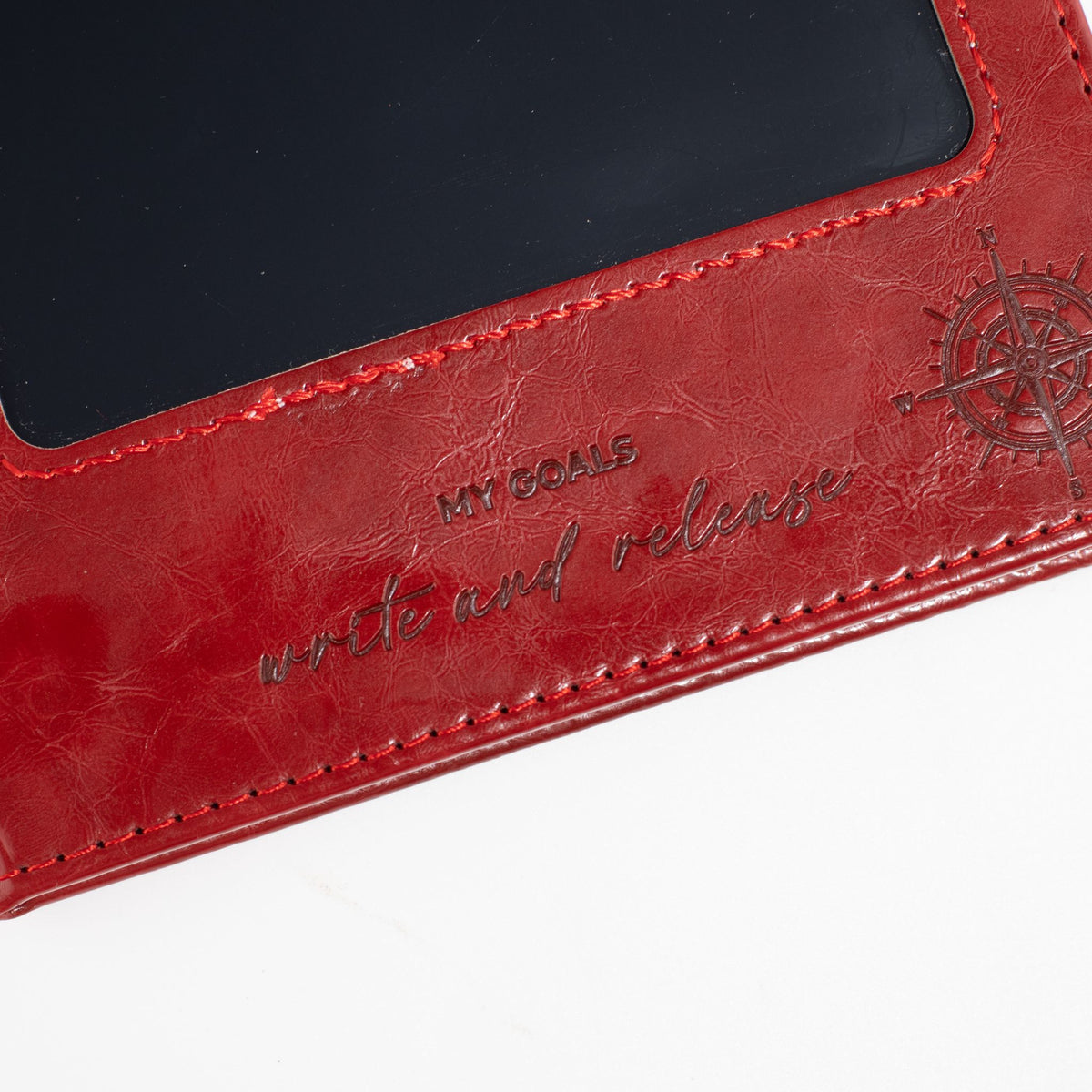 Cuaderno con pantalla LCD A5 efecto cuero rojo