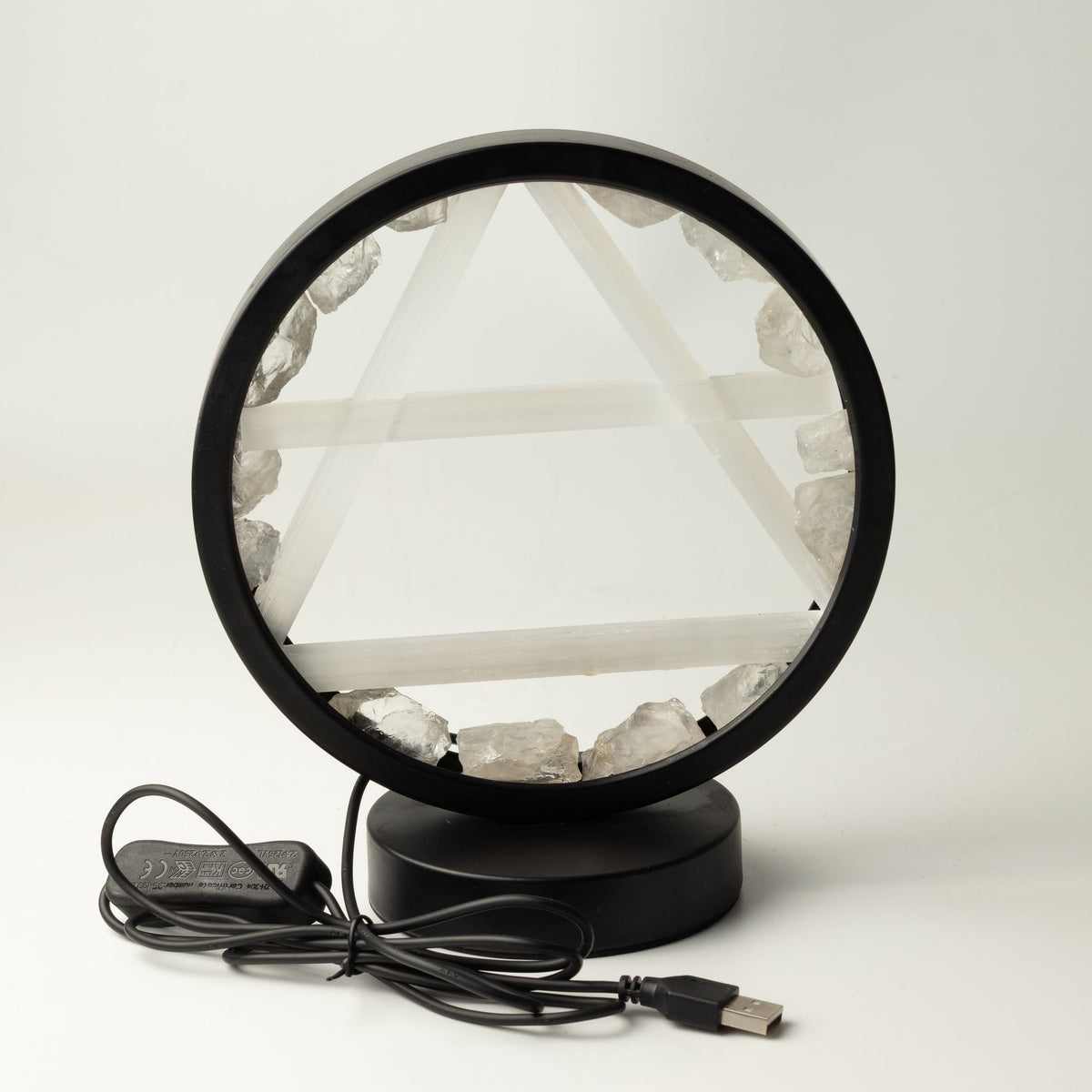Lámpara Halo Aire con cuarzo transparente y selenita