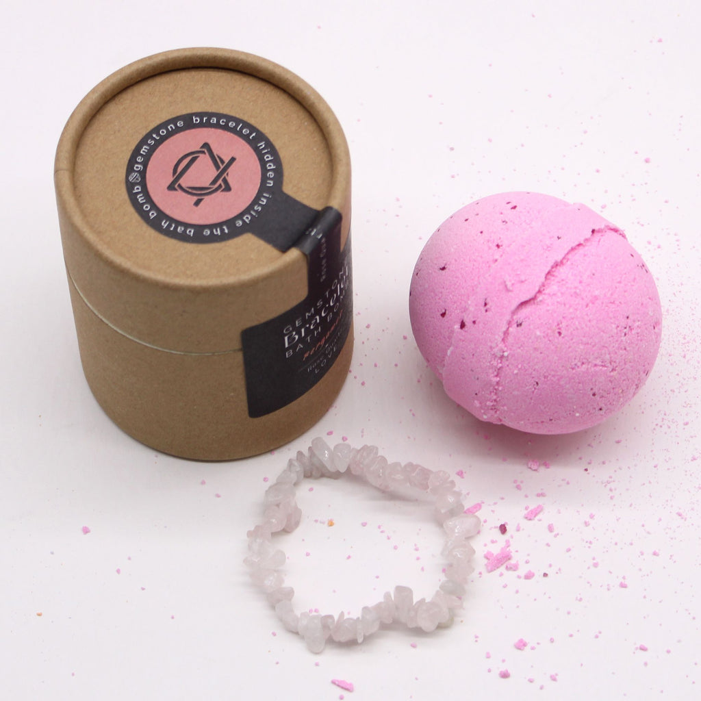 Bomba de baño con pulsera de cuarzo rosa 140 g