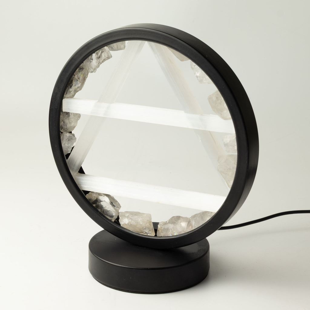 Lámpara Halo Aire con cuarzo transparente y selenita