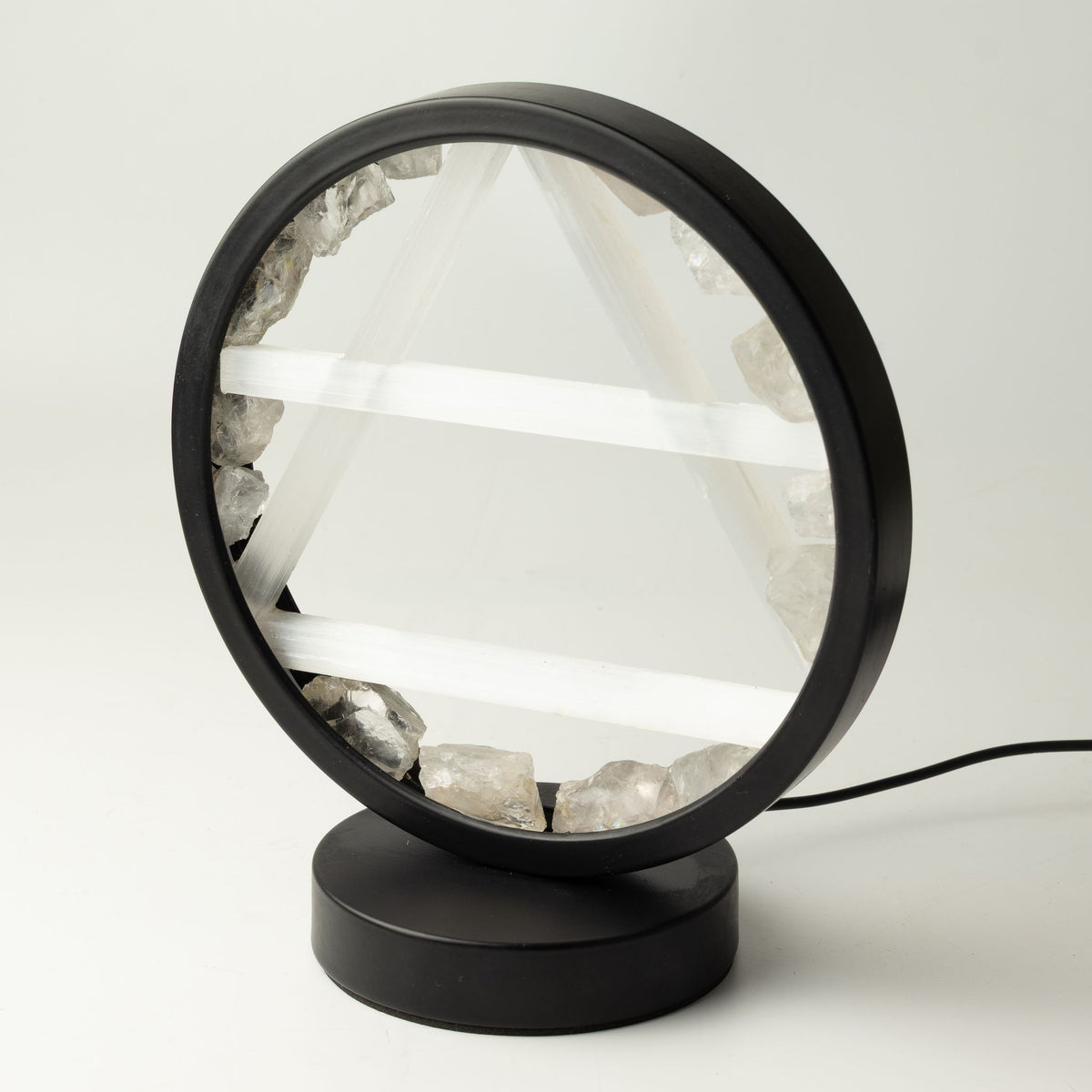 Lámpara Halo Aire con cuarzo transparente y selenita