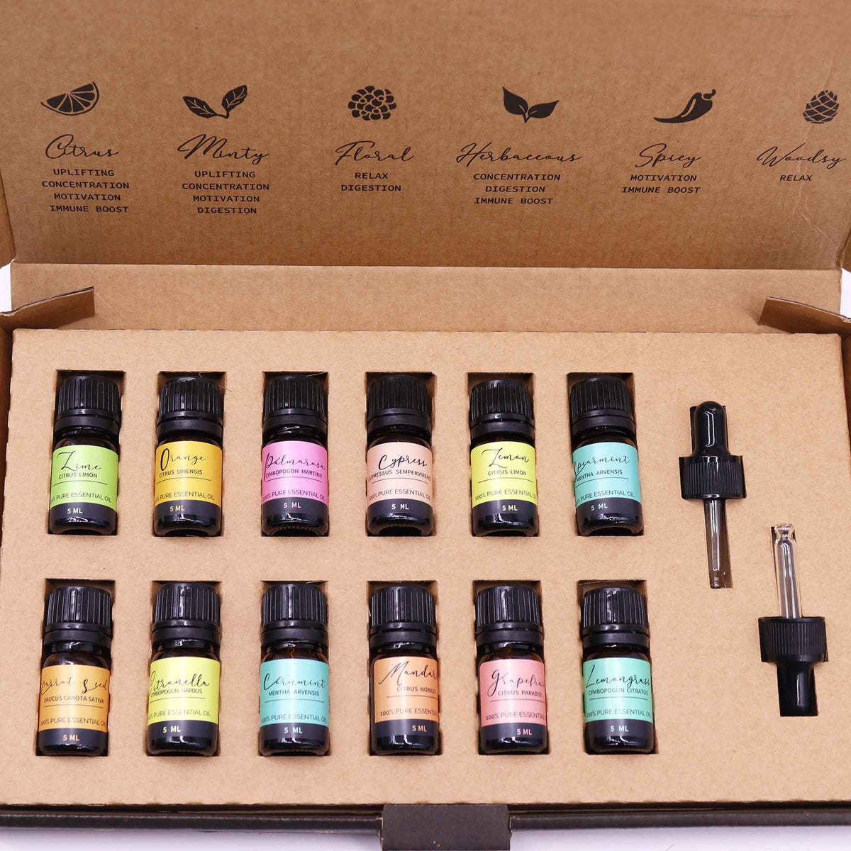 Set de aceites esenciales Verano 12 aceites de 5 ml