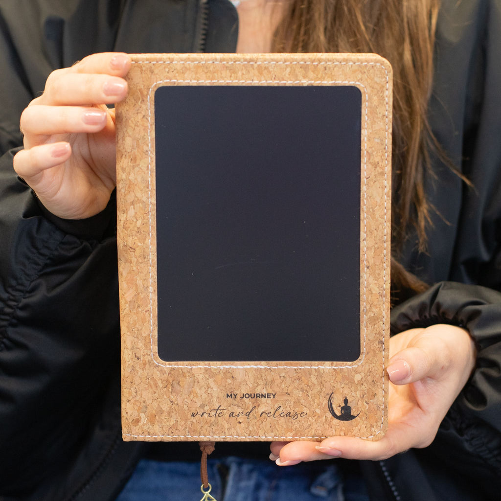 Cuaderno con pantalla LCD A5 efecto corcho