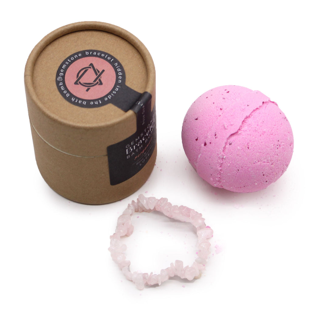Bomba de baño con pulsera de cuarzo rosa 140 g