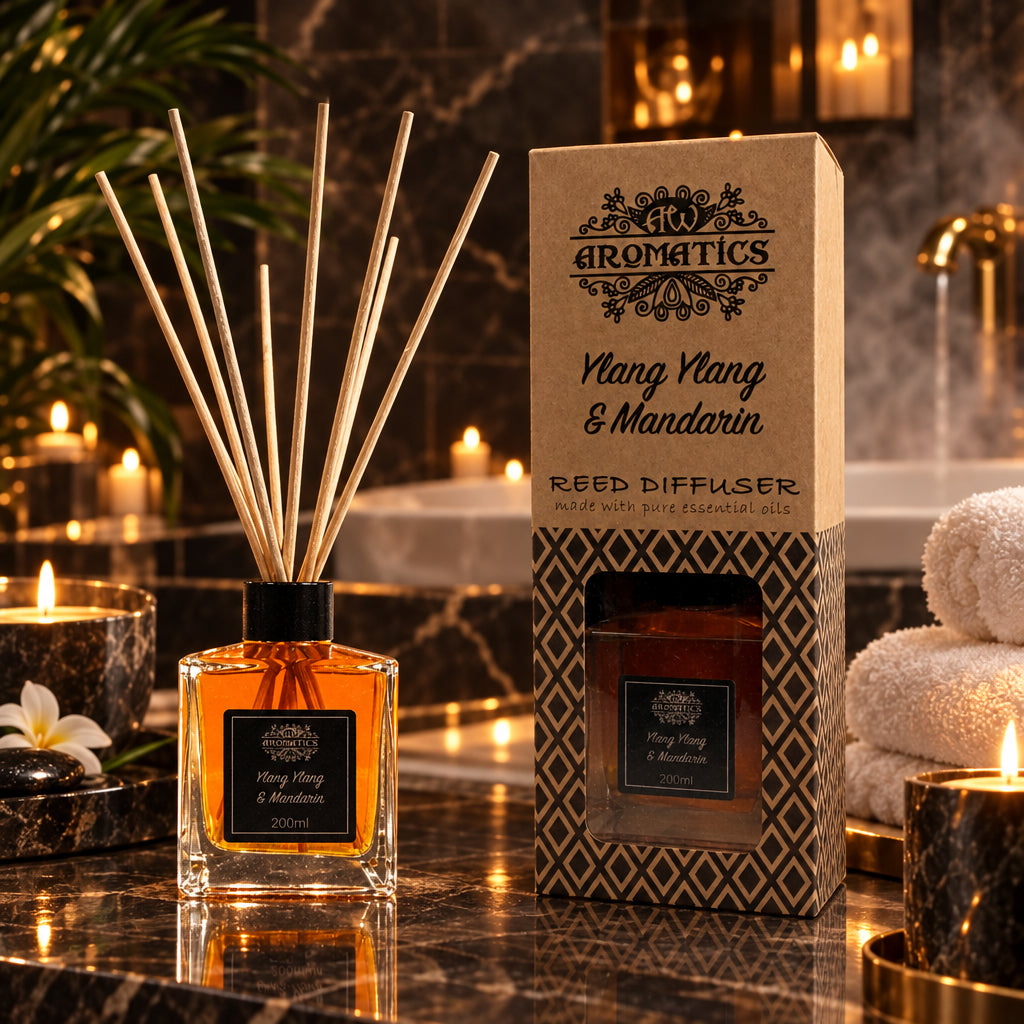 Difusor de varillas con aceites esenciales de ylang ylang y mandarina