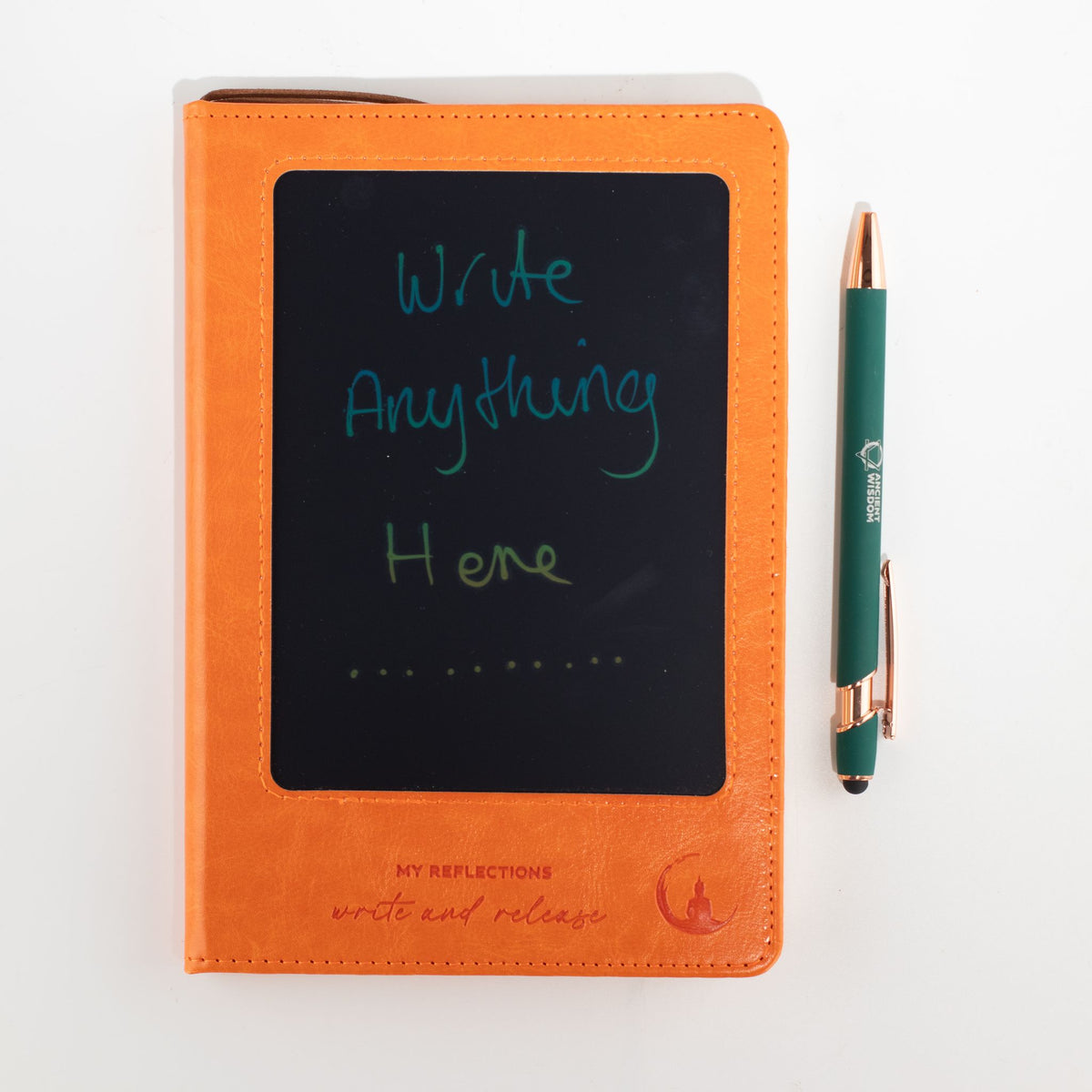 Cuaderno con pantalla LCD A5 efecto cuero naranja