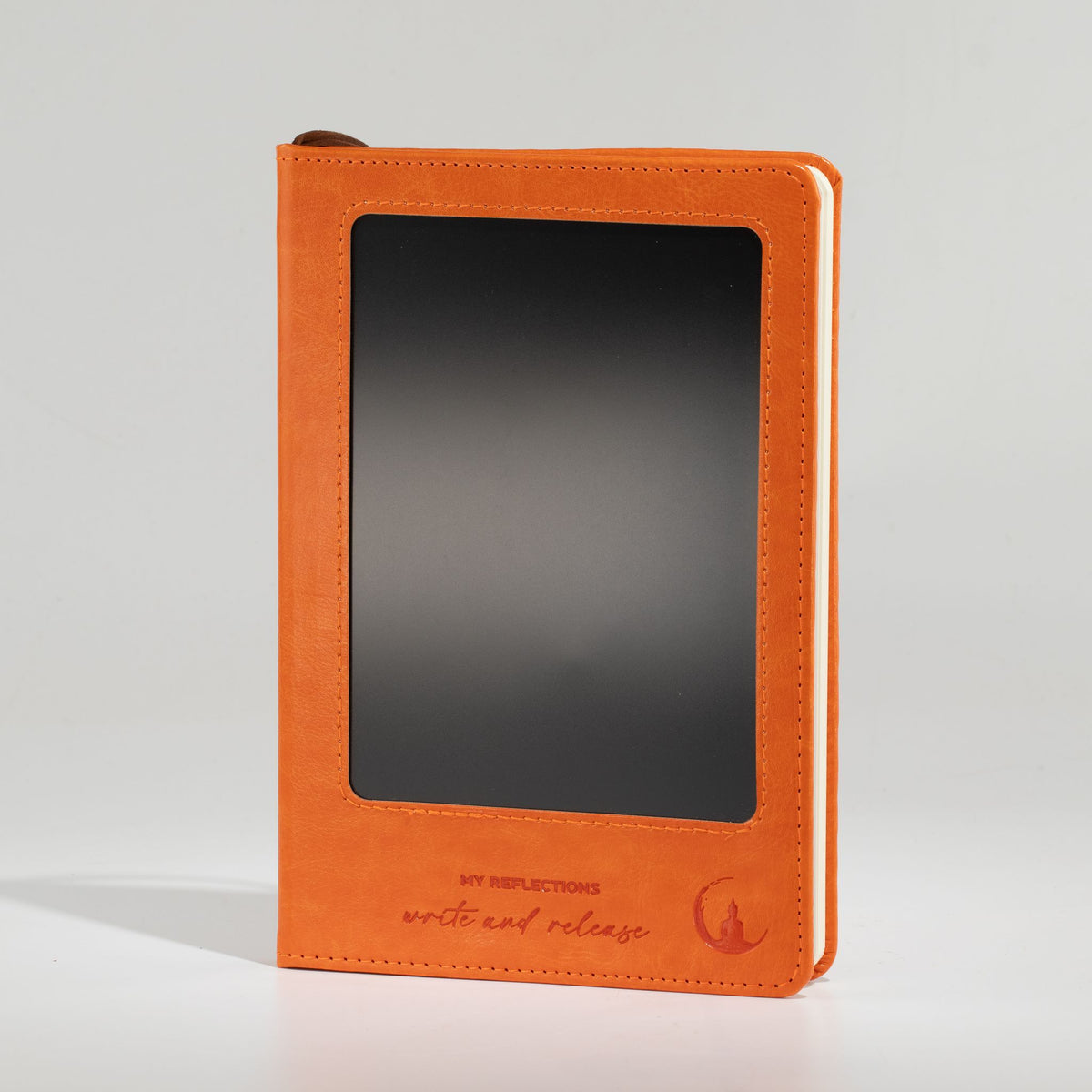 Cuaderno con pantalla LCD A5 efecto cuero naranja