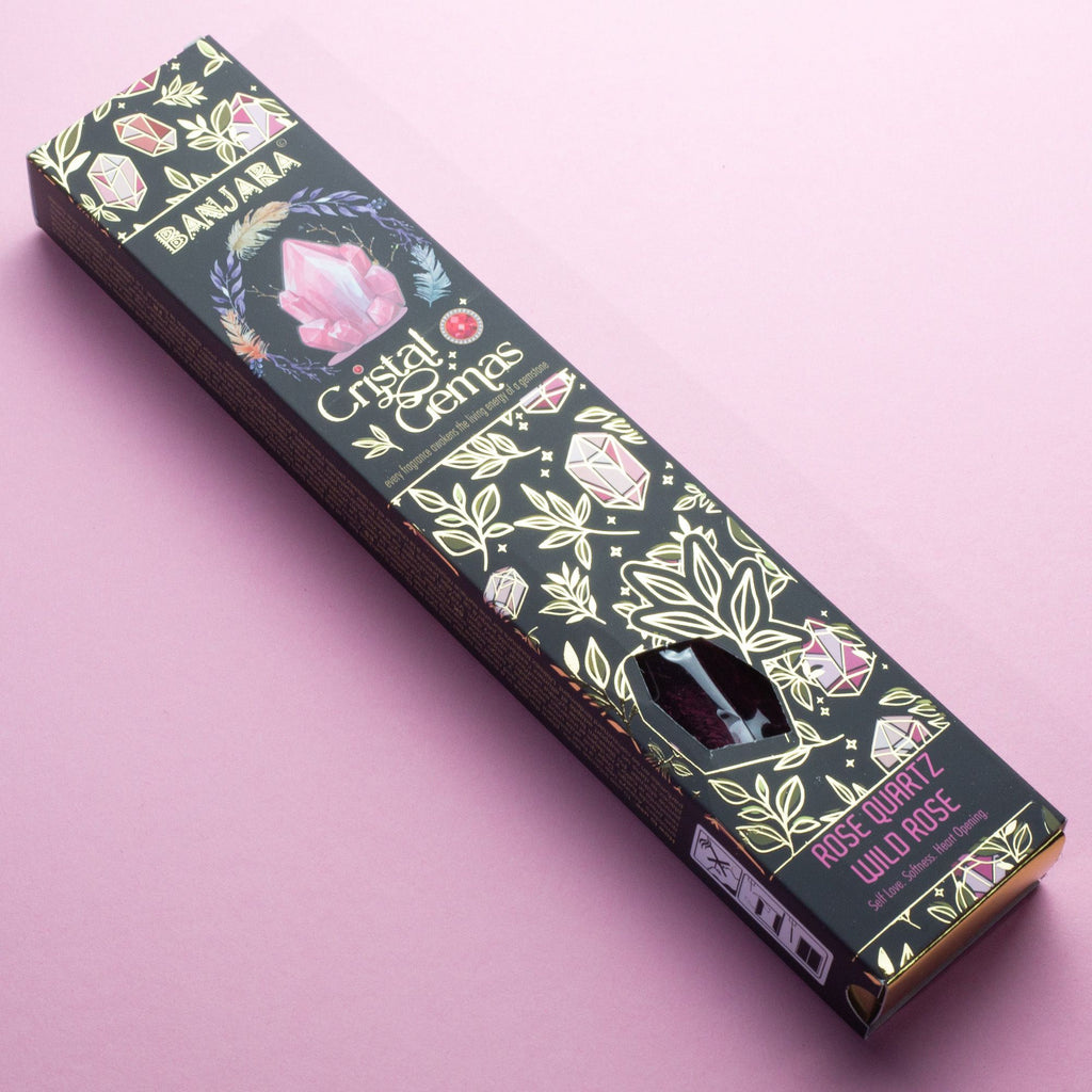 Incienso Banjara Rosa silvestre con cuarzo rosa 15 g