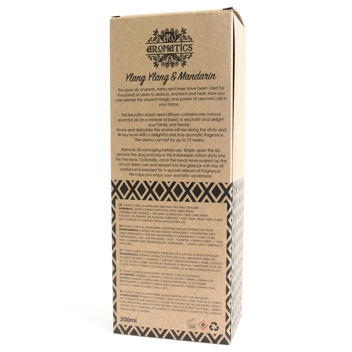 Difusor de varillas con aceites esenciales de ylang ylang y mandarina