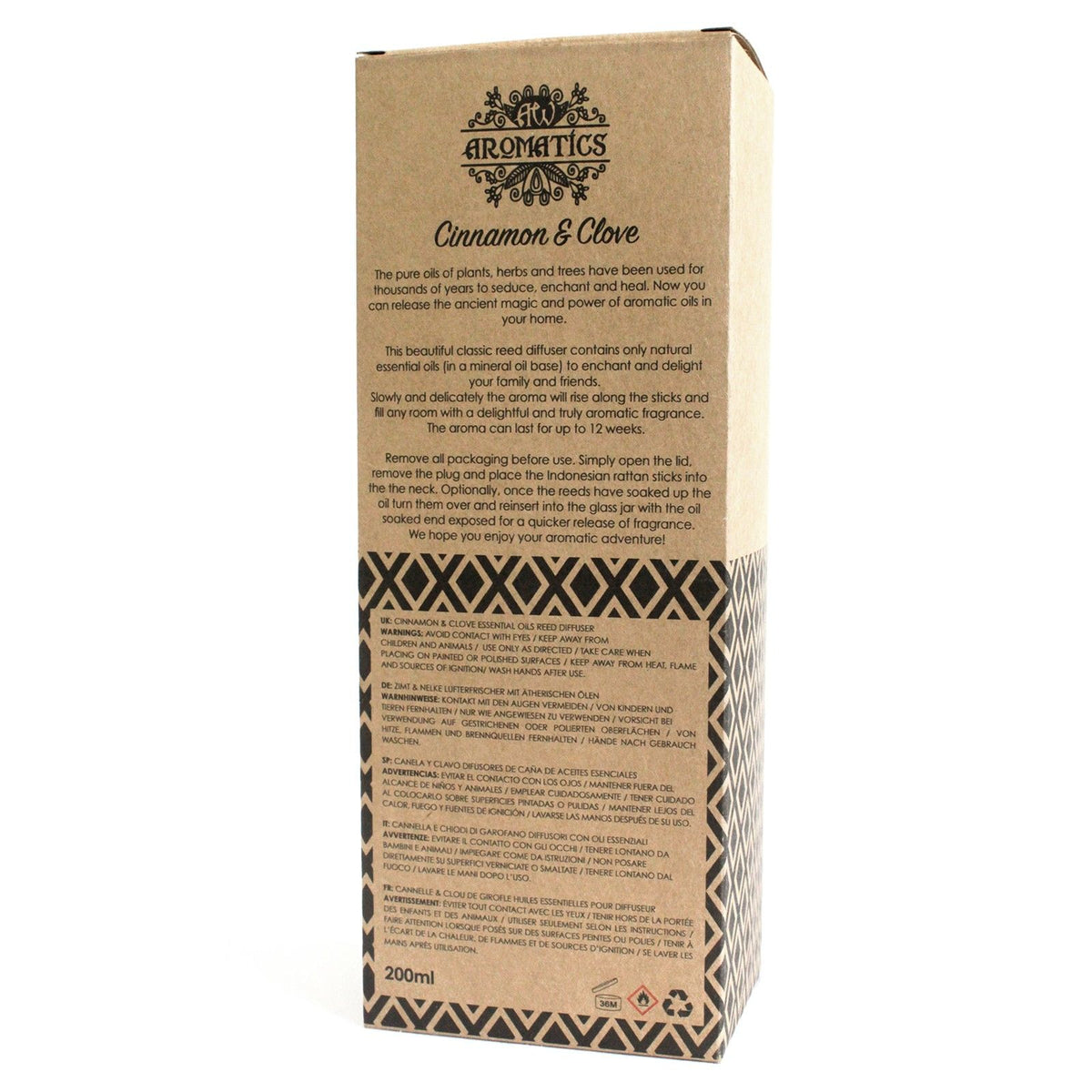 Difusor de varillas con aceites esenciales de canela y clavo