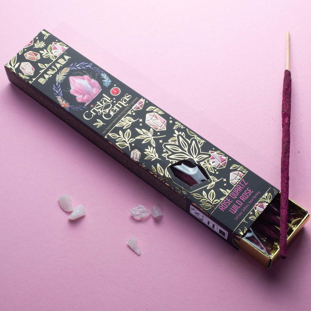 Incienso Banjara Rosa silvestre con cuarzo rosa 15 g