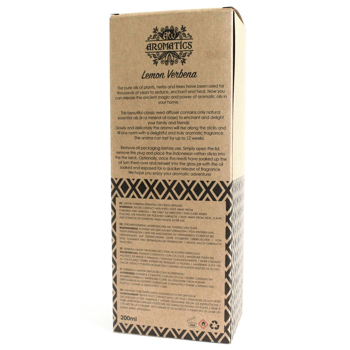 Difusor de varillas con aceite esencial de verbena de limón