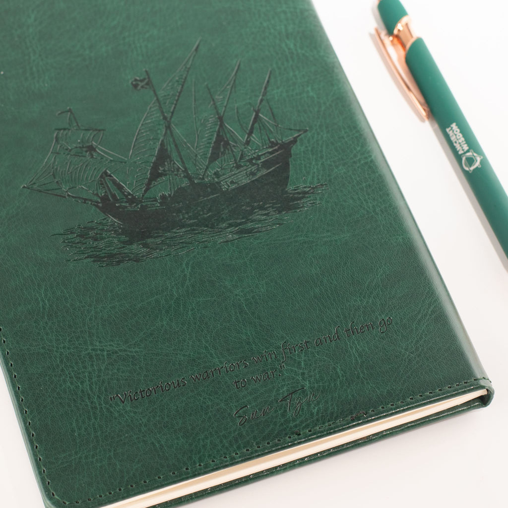 Cuaderno con pantalla LCD A5 efecto cuero verde
