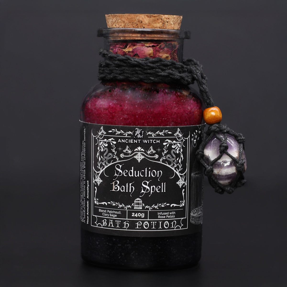 Poción de baño Brujas Antiguas Seducción con amuleto de amatista