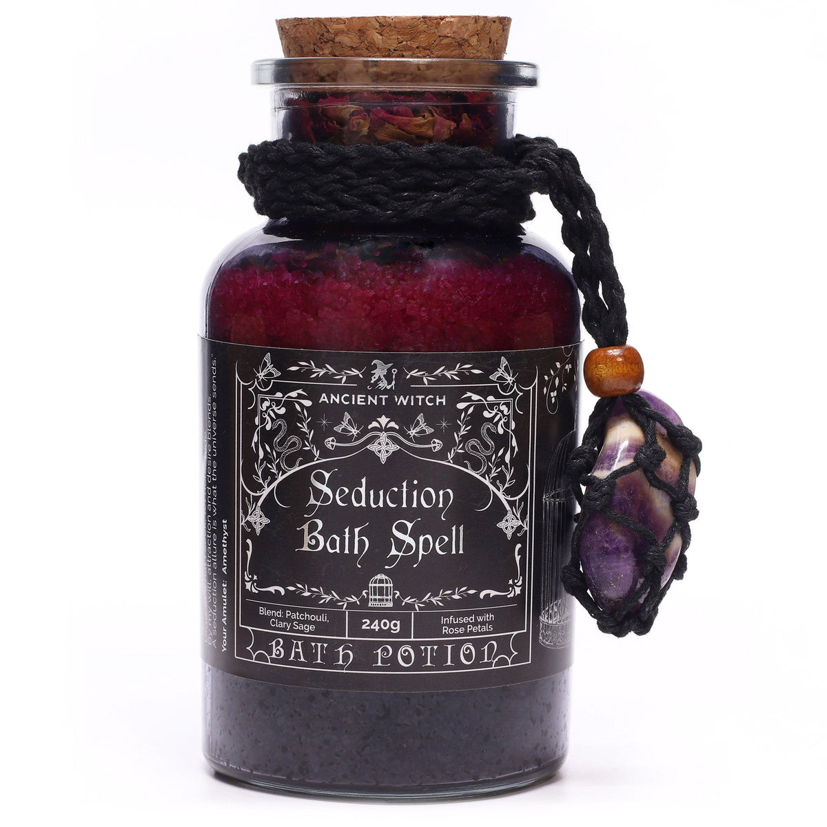 Poción de baño Brujas Antiguas Seducción con amuleto de amatista