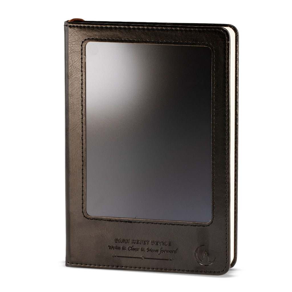 Cuaderno con pantalla LCD A5 efecto cuero negro