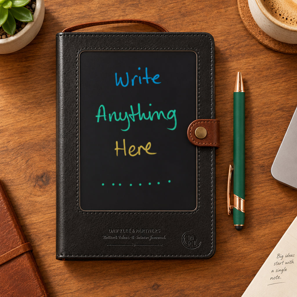 Cuaderno con pantalla LCD A5 efecto cuero negro