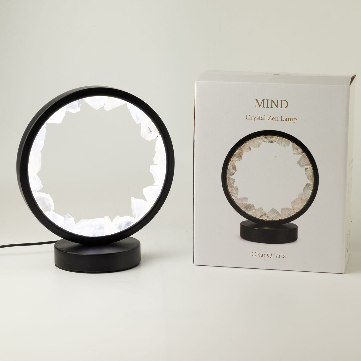 Lámpara Halo Mente Zen con cuarzo transparente