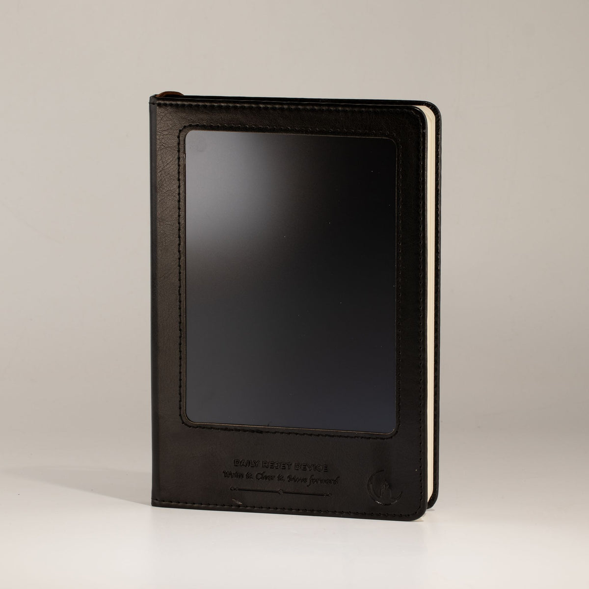 Cuaderno con pantalla LCD A5 efecto cuero negro