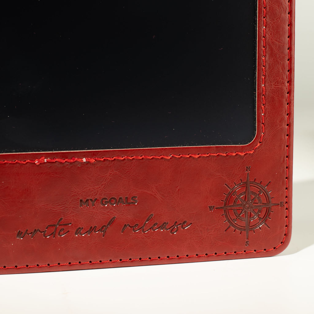 Cuaderno con pantalla LCD A5 efecto cuero rojo