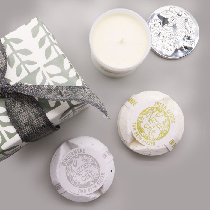 Set con bombas de baño Windermere y Cítricos y vela Luna de Terciopelo