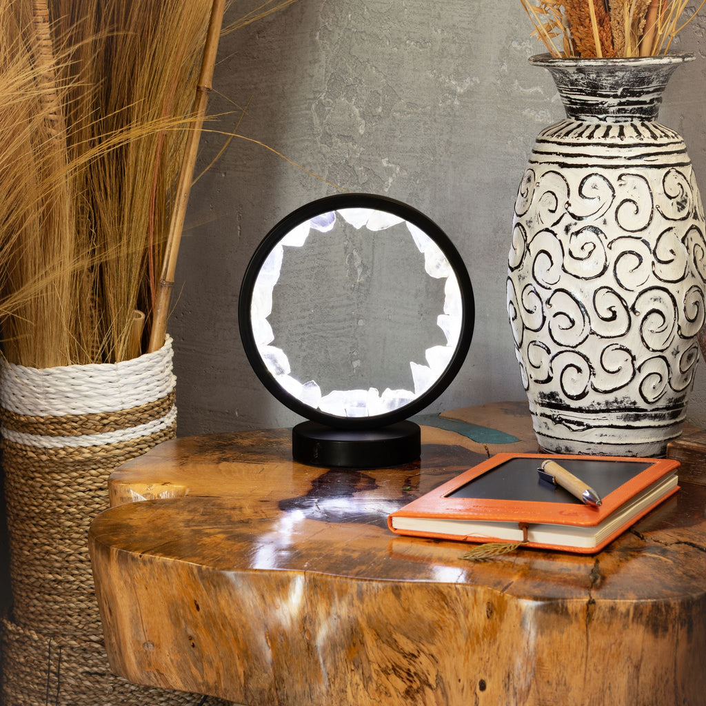 Lámpara Halo Mente Zen con cuarzo transparente
