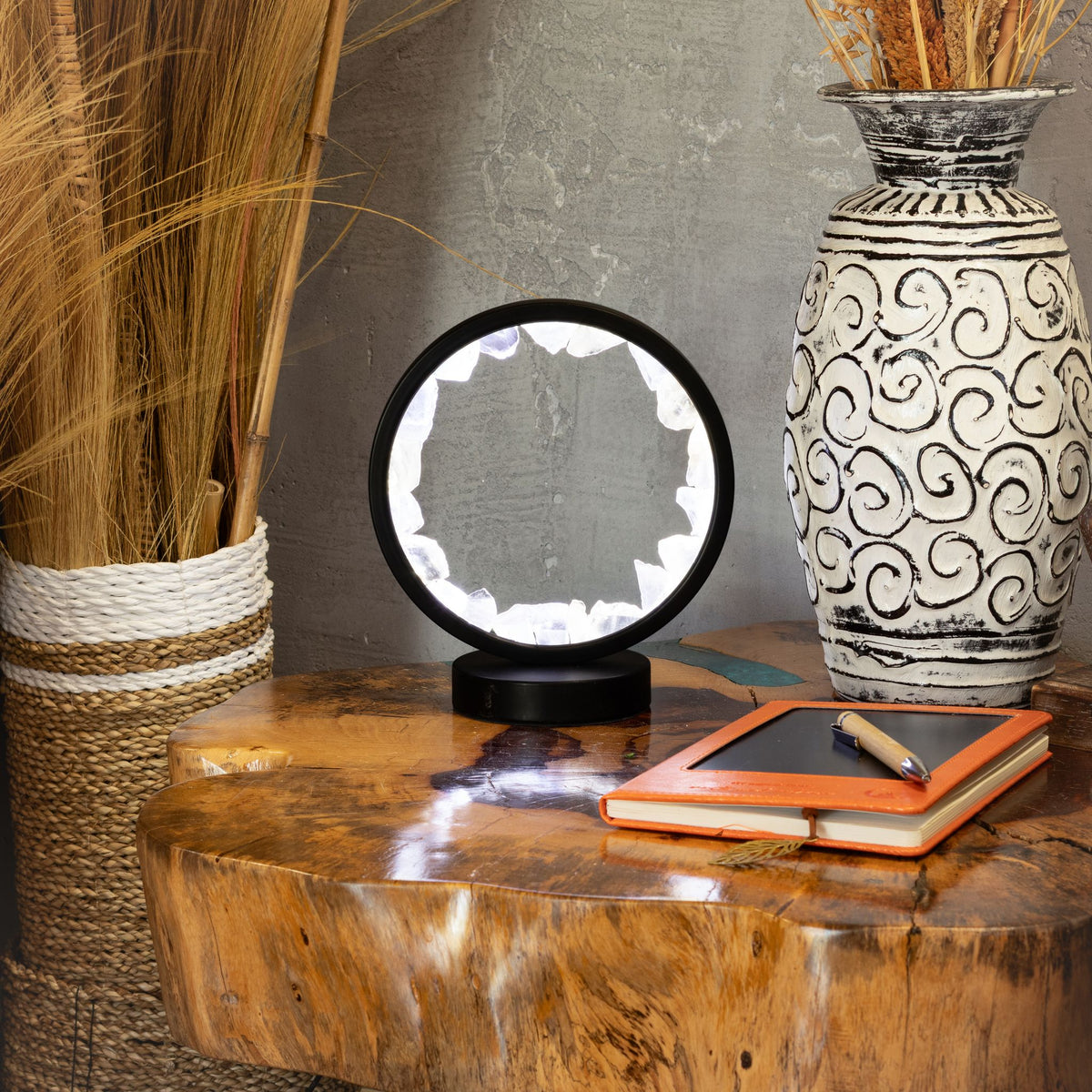 Lámpara Halo Mente Zen con cuarzo transparente