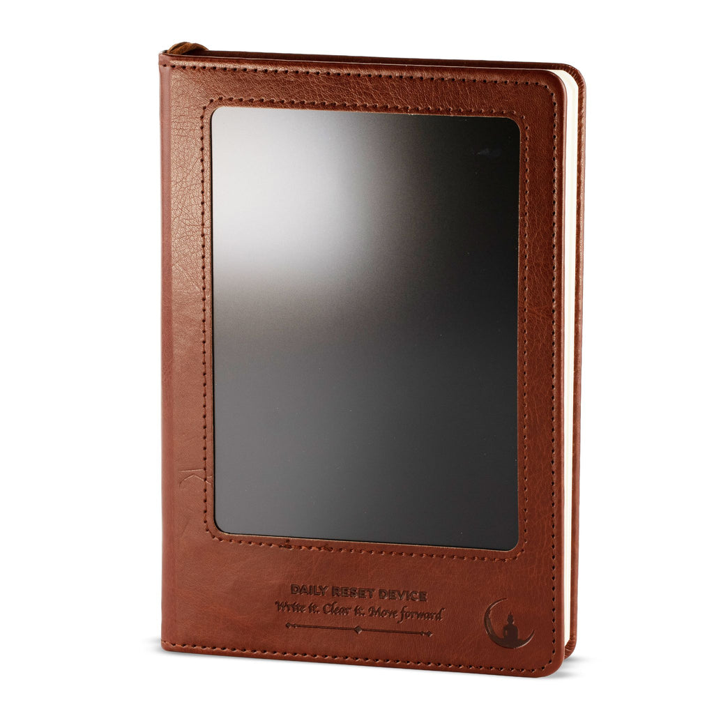 Cuaderno con pantalla LCD A5 efecto cuero marrón