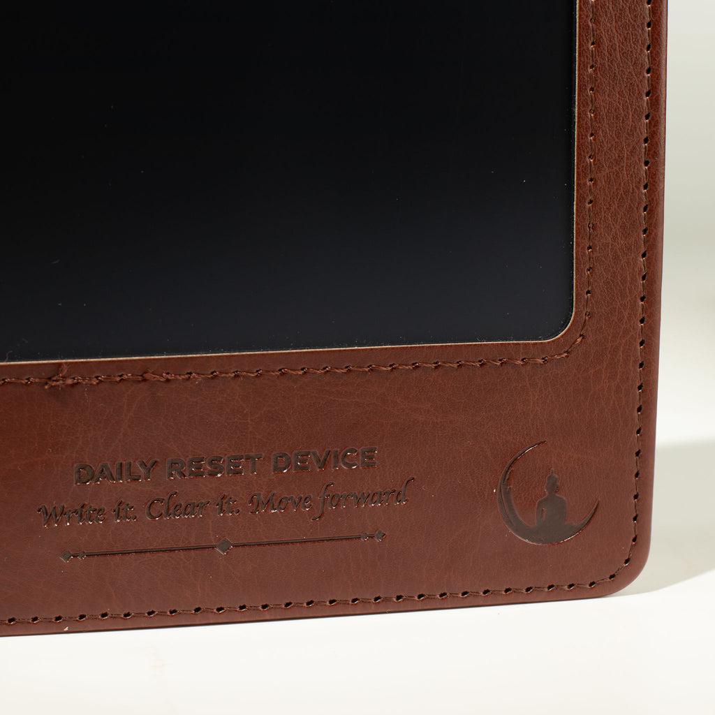 Cuaderno con pantalla LCD A5 efecto cuero marrón
