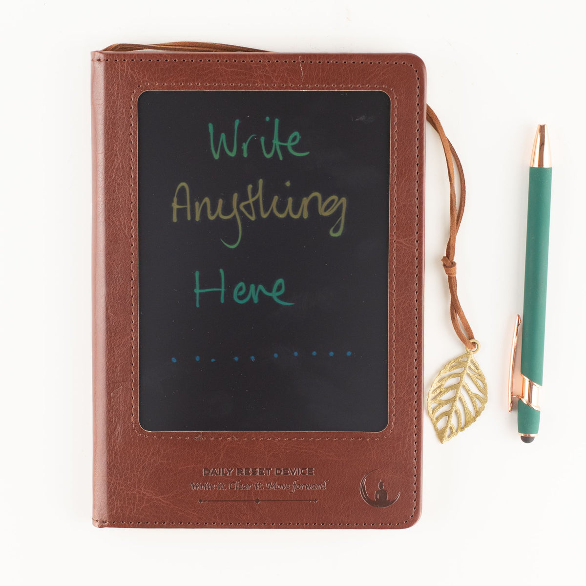 Cuaderno con pantalla LCD A5 efecto cuero marrón