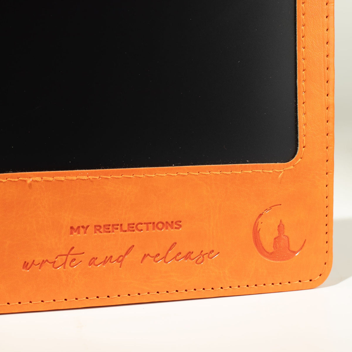 Cuaderno con pantalla LCD A5 efecto cuero naranja