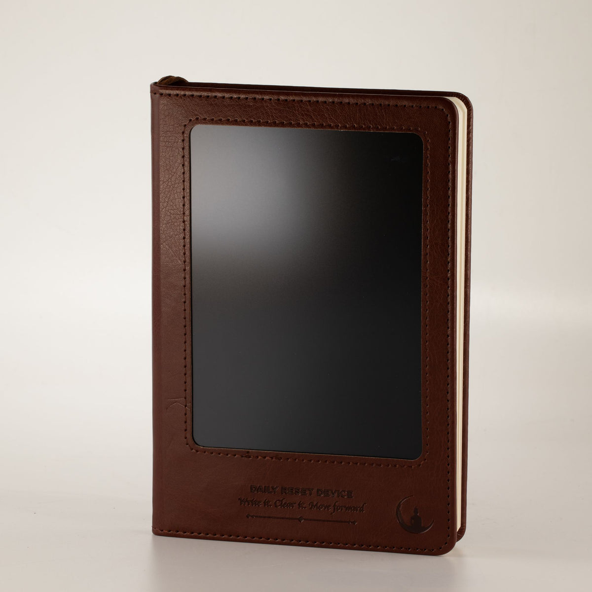 Cuaderno con pantalla LCD A5 efecto cuero marrón