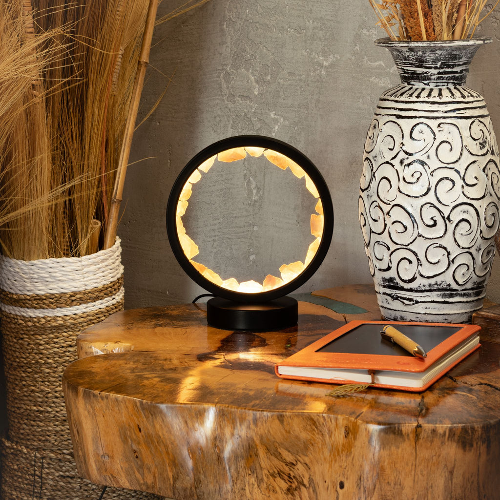 Lámpara Halo Cuerpo Zen con cuarzo rosa