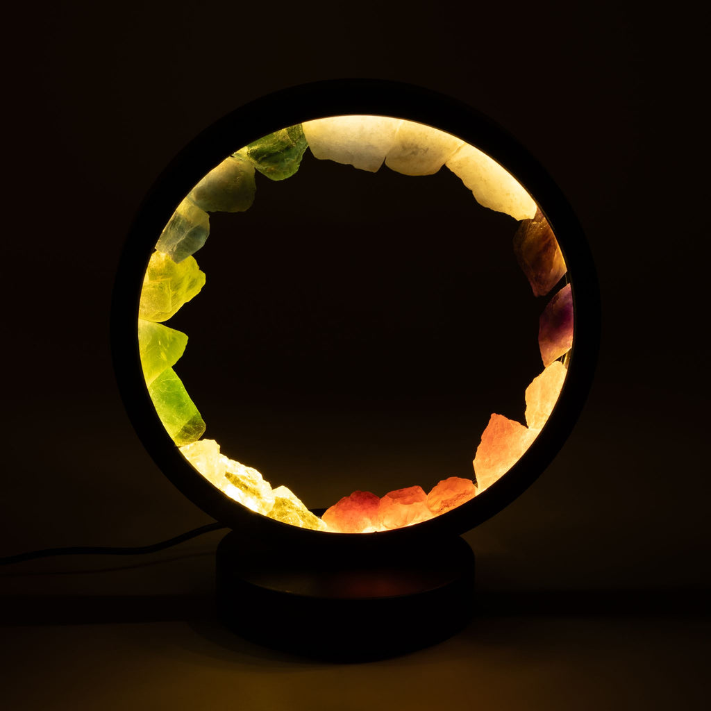 Lámpara Halo 7 chakras con piedras naturales