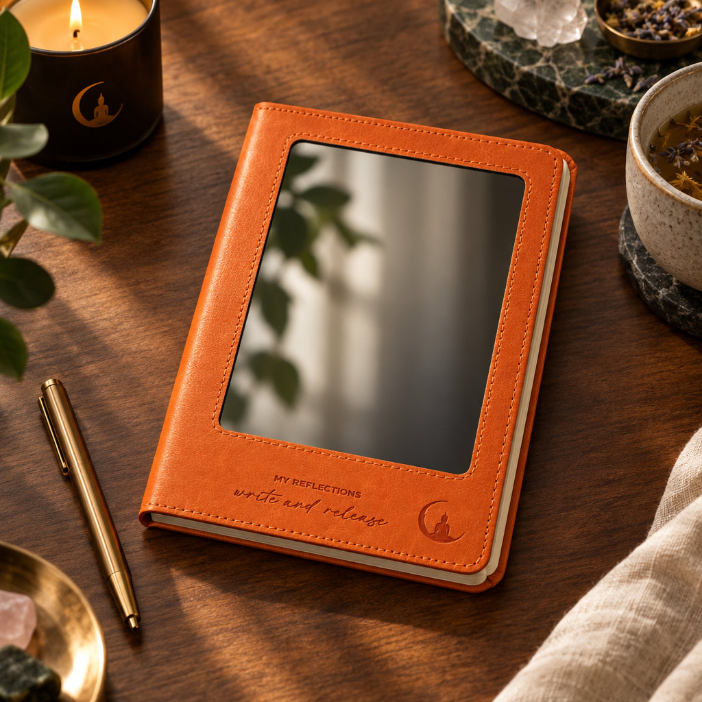Cuaderno con pantalla LCD A5 efecto cuero naranja