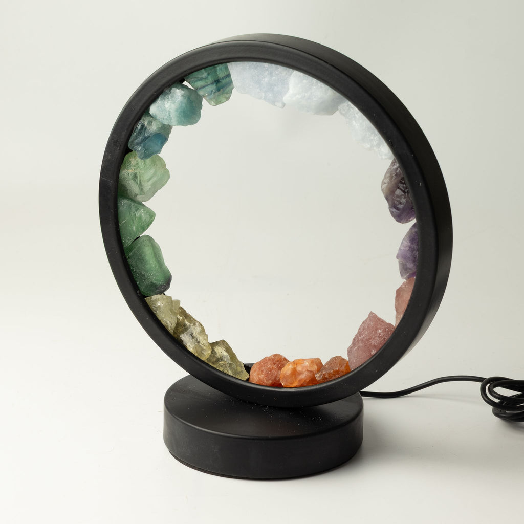 Lámpara Halo 7 chakras con piedras naturales